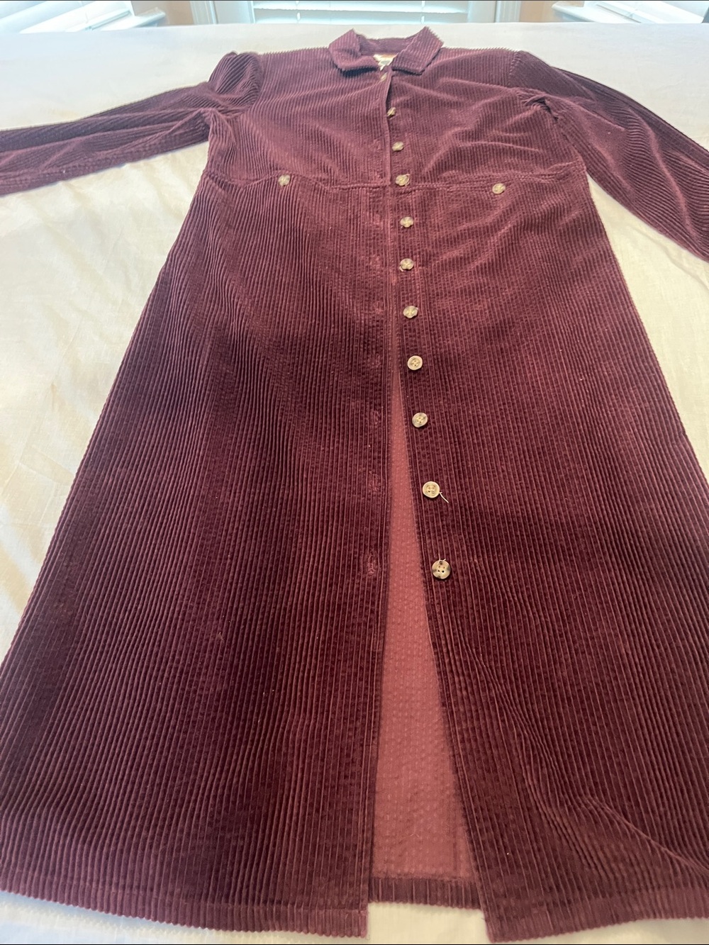 Talbots Burgundy Corduroy Midi Dress